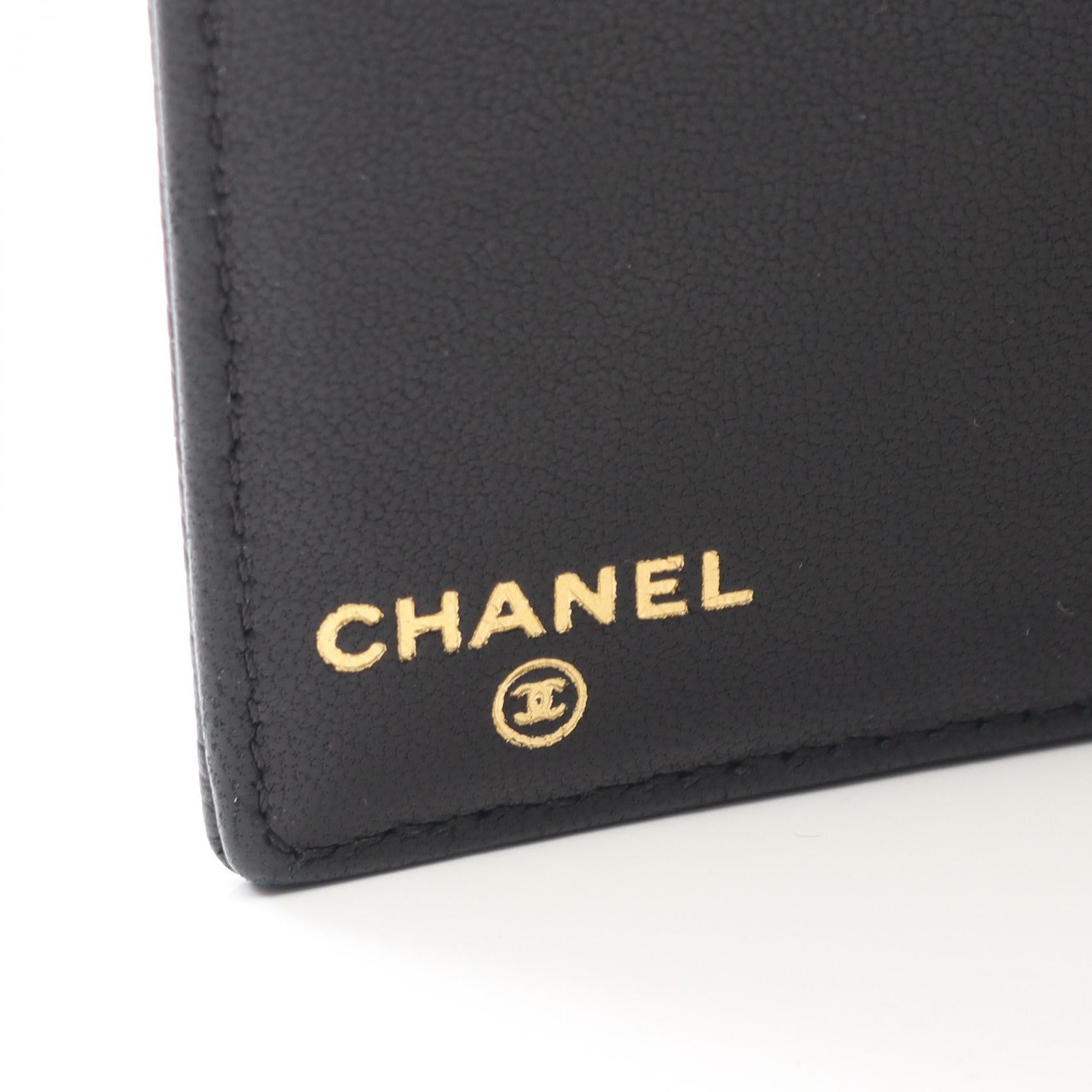 ココマーク 二つ折り長財布 キャビアスキン ブラック ゴールド金具