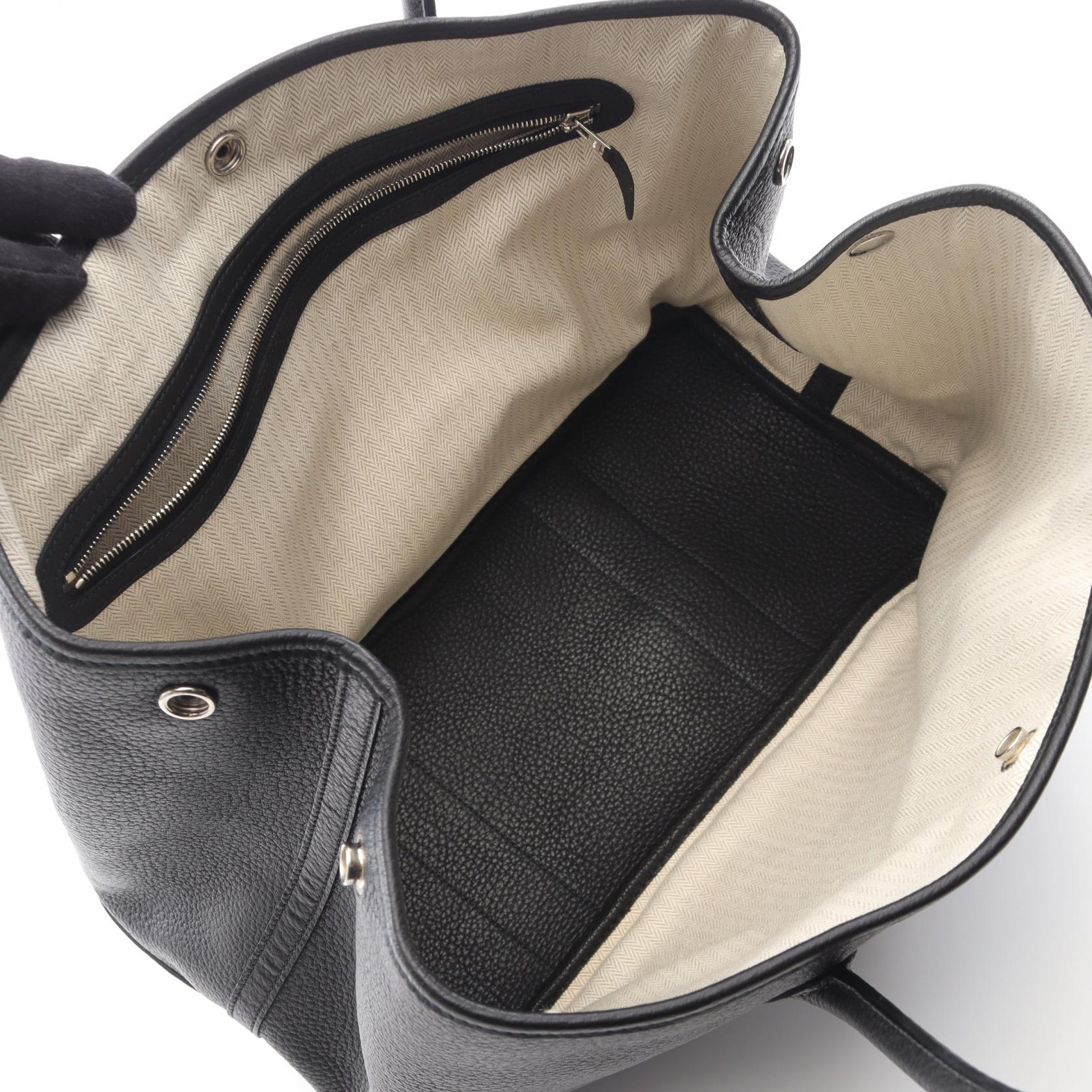 ガーデンパーティPM ハンドバッグ トートバッグ ネゴンダ ブラック シルバー金具 □L刻印 エルメス バッグ HERMES