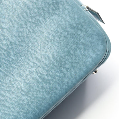 プリュム28 ブルージーン ハンドバッグ ヴォーエプソン ライトブルー シルバー金具 □J刻印 エルメス バッグ HERMES