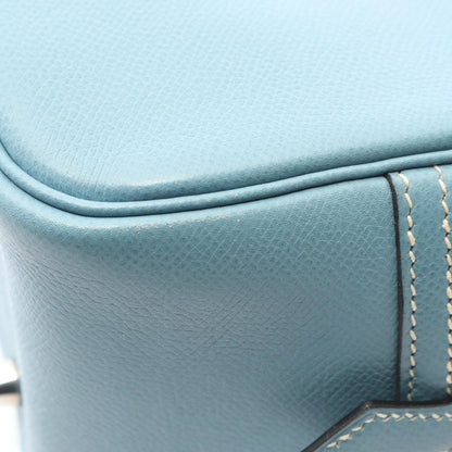 プリュム28 ブルージーン ハンドバッグ ヴォーエプソン ライトブルー シルバー金具 □J刻印 エルメス バッグ HERMES