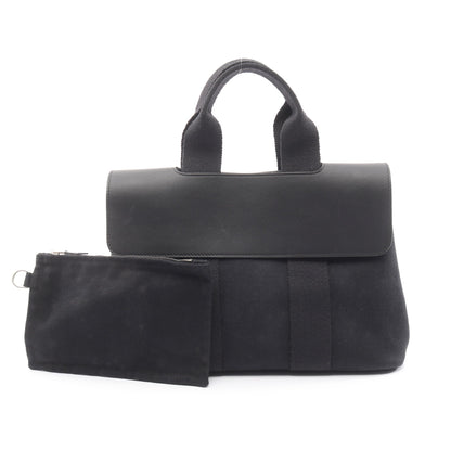 ヴァルパライソPM ハンドバッグ トワルシェブロン レザー ブラック シルバー金具 エルメス バッグ HERMES