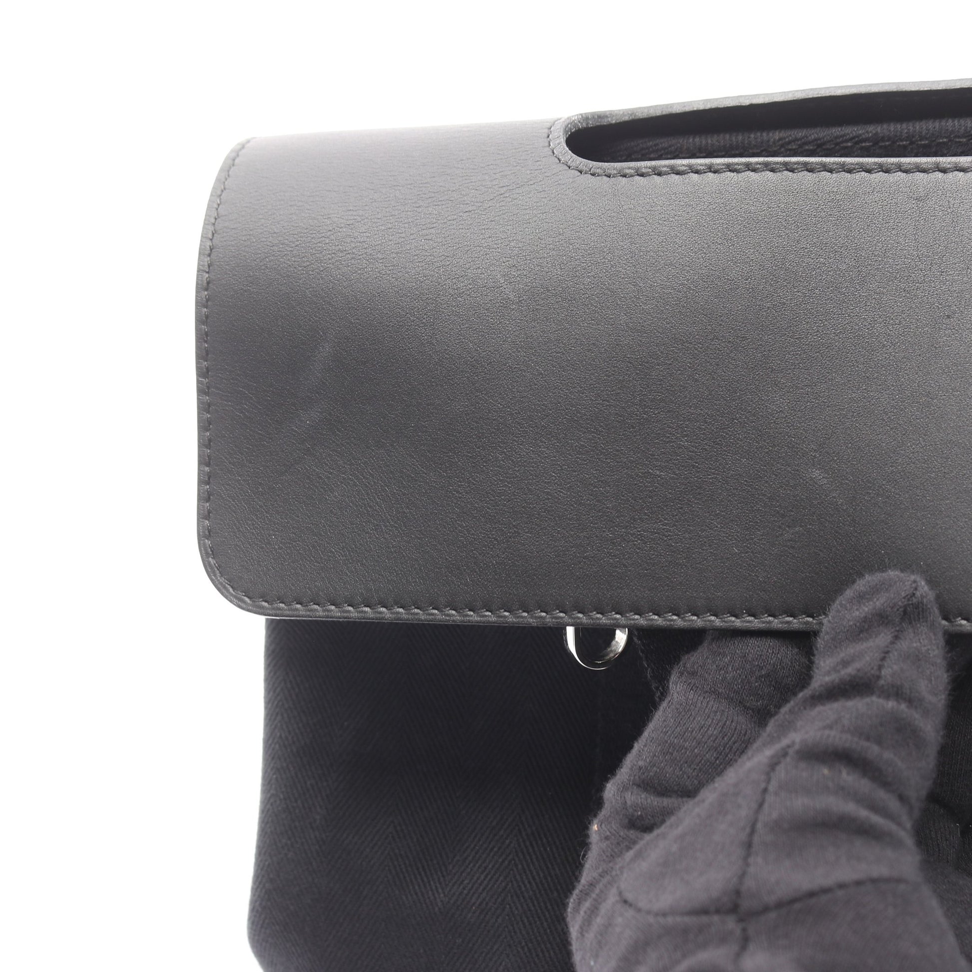 ヴァルパライソPM ハンドバッグ トワルシェブロン レザー ブラック シルバー金具 エルメス バッグ HERMES