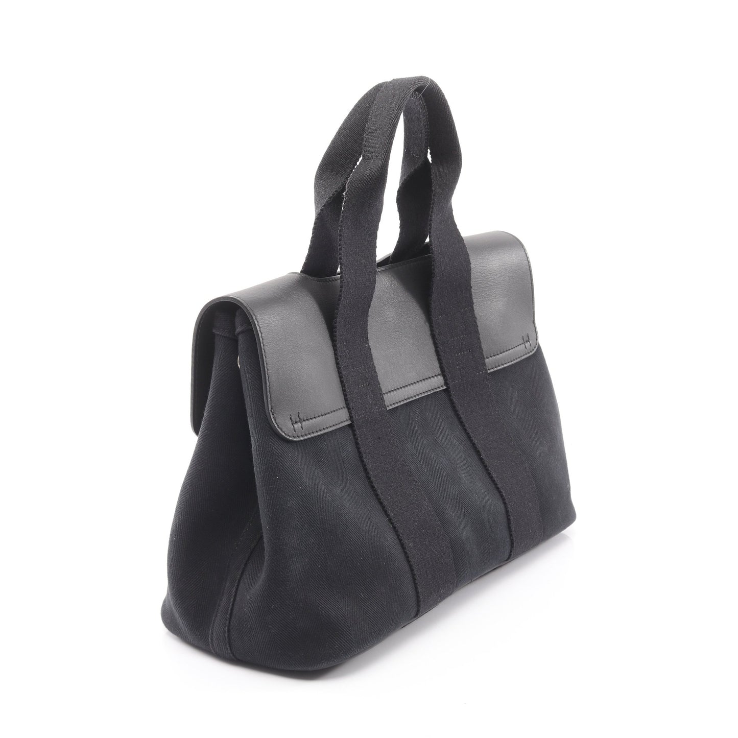 ヴァルパライソPM ハンドバッグ トワルシェブロン レザー ブラック シルバー金具 エルメス バッグ HERMES
