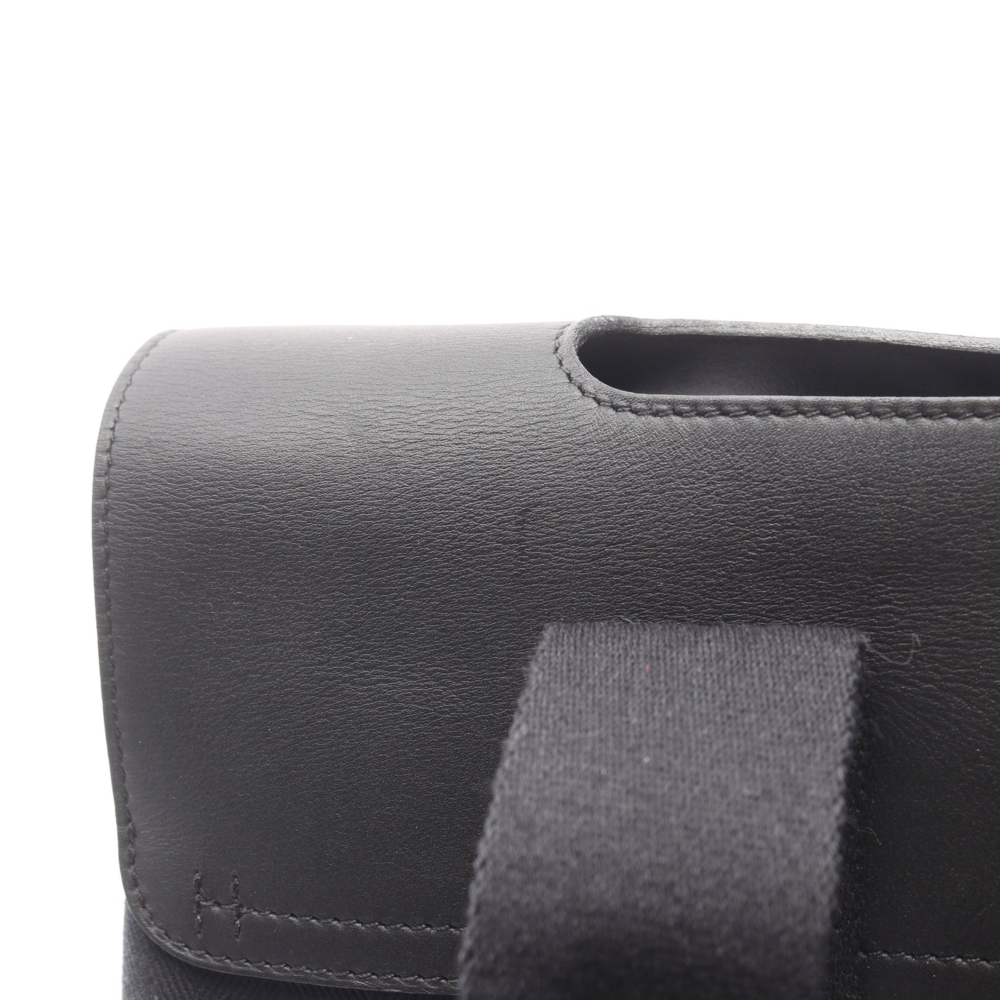 ヴァルパライソPM ハンドバッグ トワルシェブロン レザー ブラック シルバー金具 エルメス バッグ HERMES