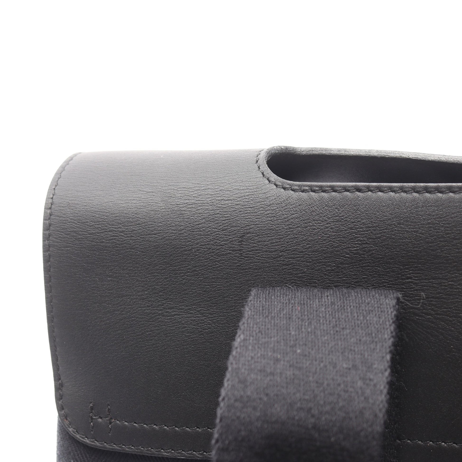 ヴァルパライソPM ハンドバッグ トワルシェブロン レザー ブラック シルバー金具 エルメス バッグ HERMES