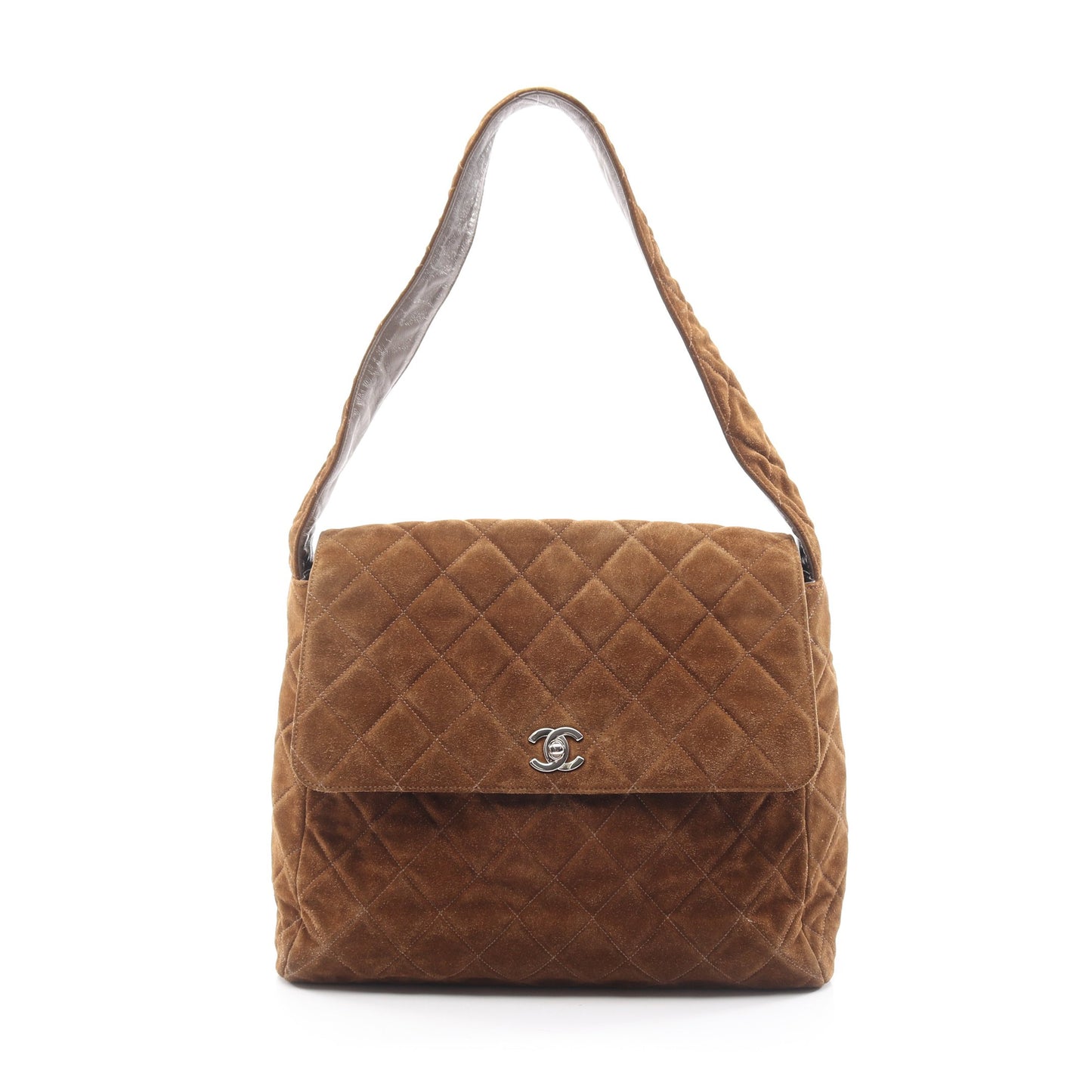 マトラッセ ショルダーバッグ スエード カーキブラウン シルバー金具 シャネル バッグ CHANEL