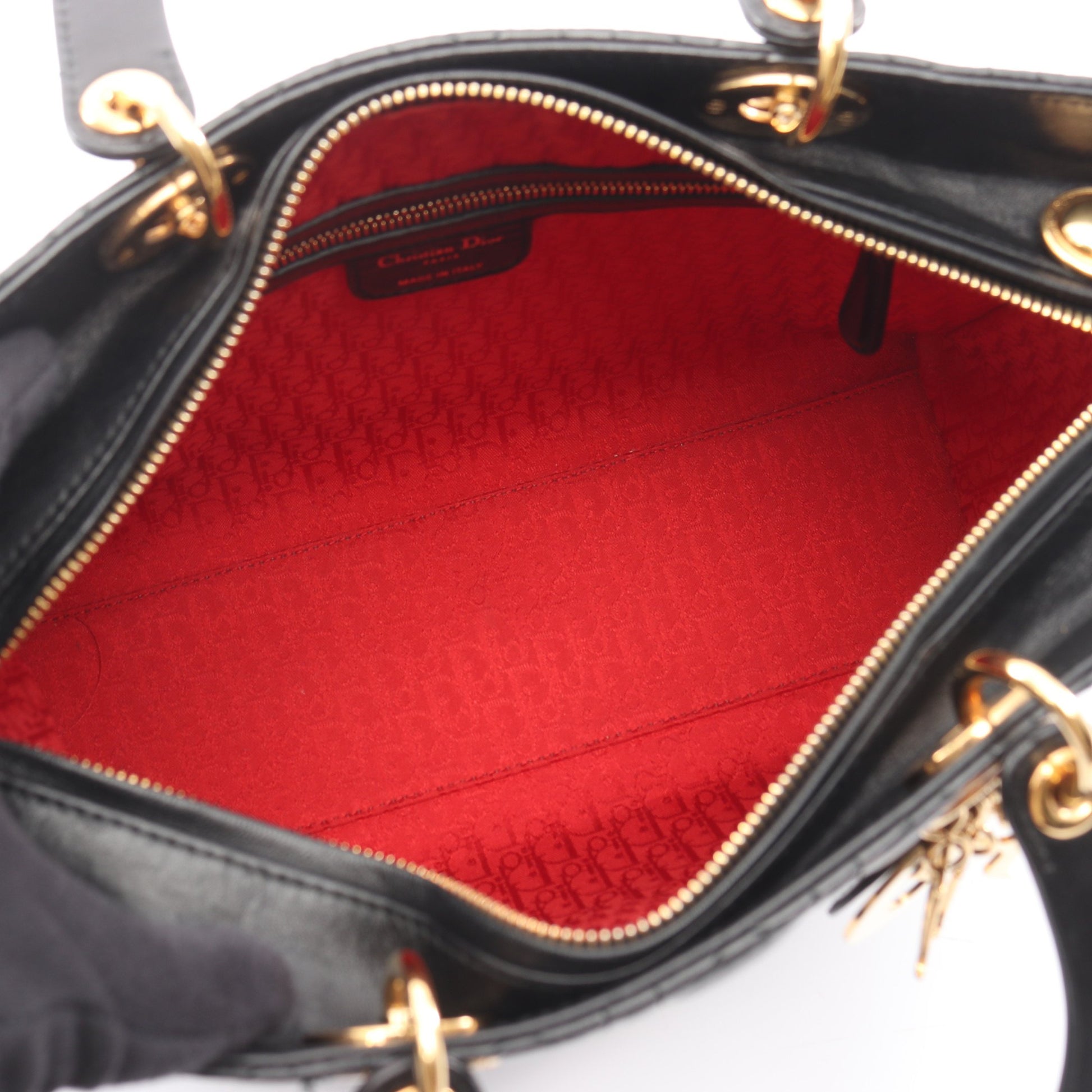 レディディオール ラージ カナージュ ハンドバッグ レザー ブラック 2WAY クリスチャンディオール バッグ Christian Dior