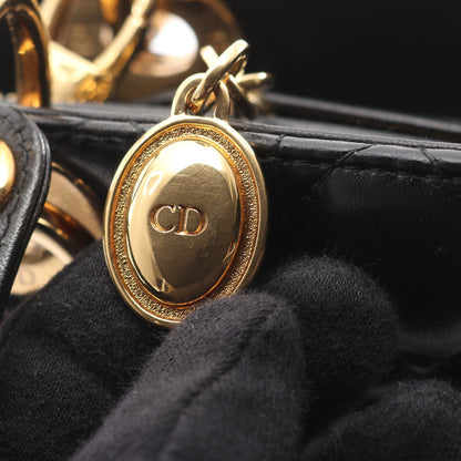 レディディオール ラージ カナージュ ハンドバッグ レザー ブラック 2WAY クリスチャンディオール バッグ Christian Dior