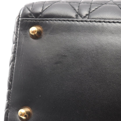 レディディオール ラージ カナージュ ハンドバッグ レザー ブラック 2WAY クリスチャンディオール バッグ Christian Dior