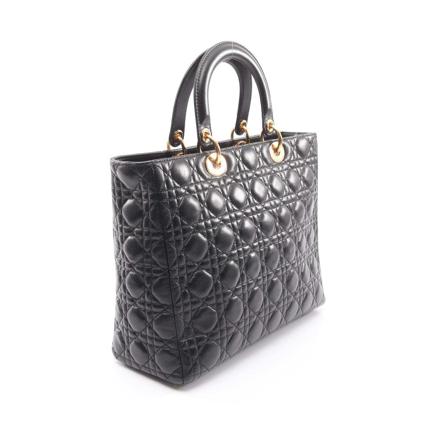 レディディオール ラージ カナージュ ハンドバッグ レザー ブラック 2WAY クリスチャンディオール バッグ Christian Dior