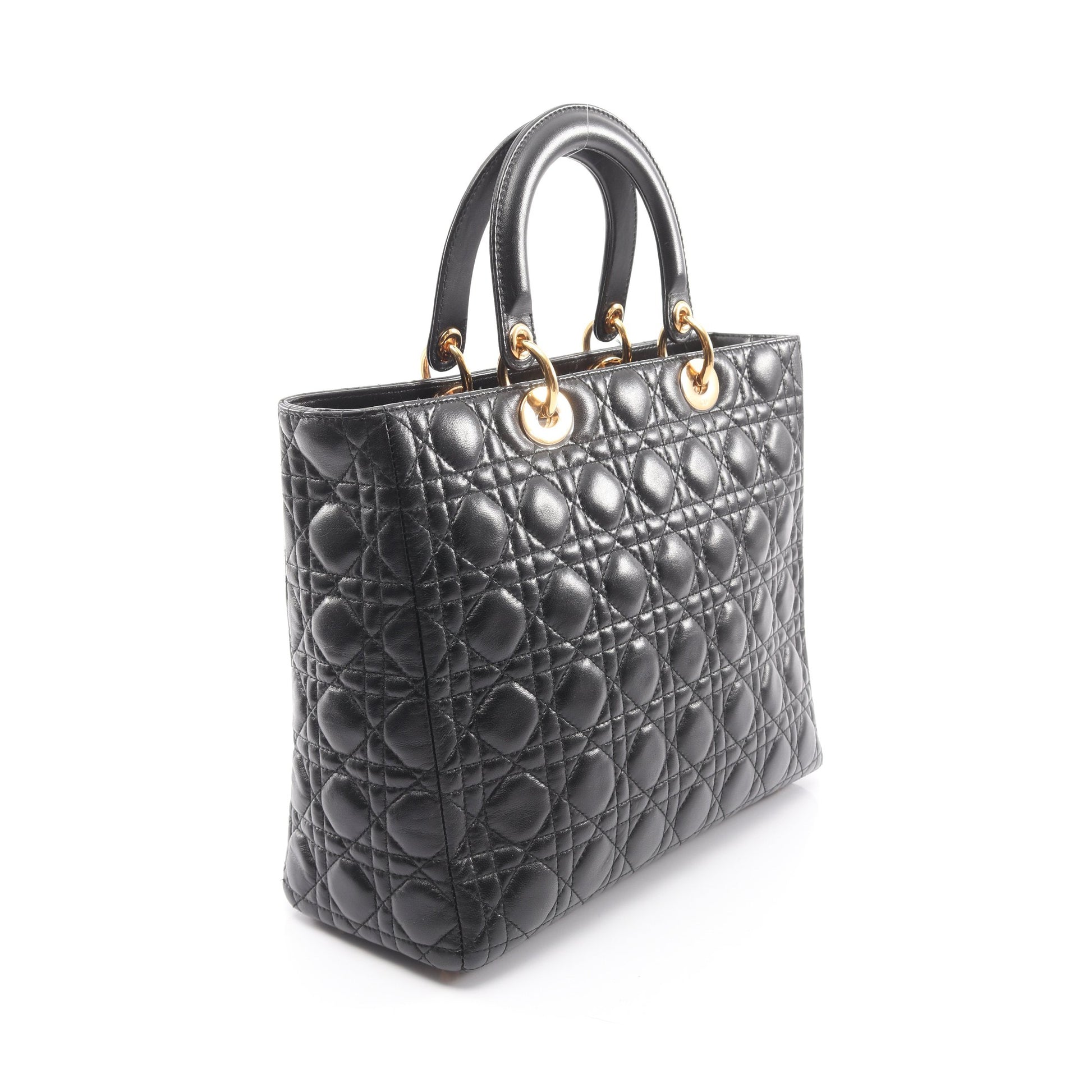 レディディオール ラージ カナージュ ハンドバッグ レザー ブラック 2WAY クリスチャンディオール バッグ Christian Dior