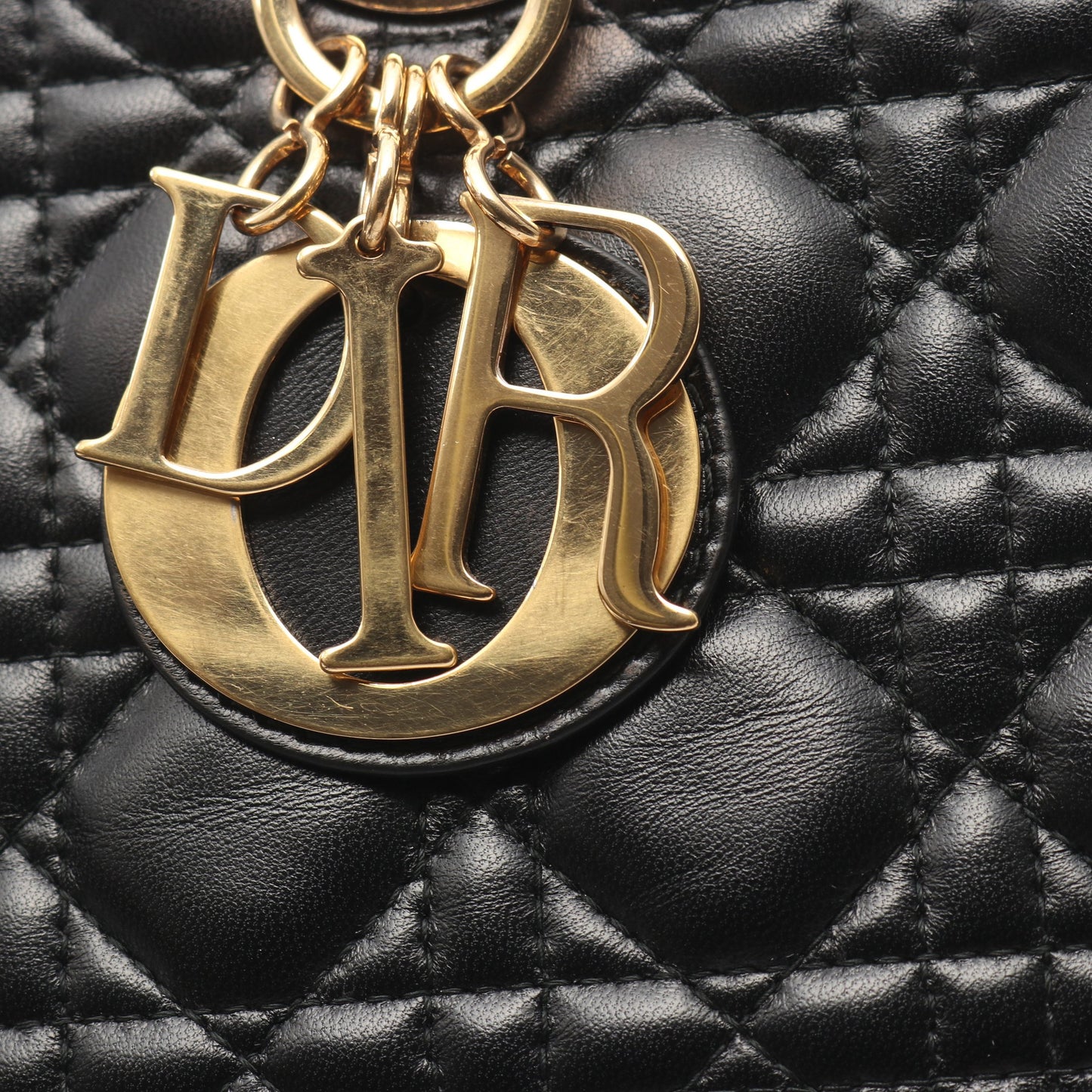 レディディオール ラージ カナージュ ハンドバッグ レザー ブラック 2WAY クリスチャンディオール バッグ Christian Dior
