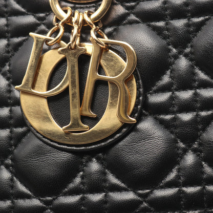レディディオール ラージ カナージュ ハンドバッグ レザー ブラック 2WAY クリスチャンディオール バッグ Christian Dior