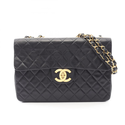 デカマトラッセ34 シングルフラップ Wチェーンショルダーバッグ ラムスキン ブラック ゴールド金具 シャネル バッグ CHANEL