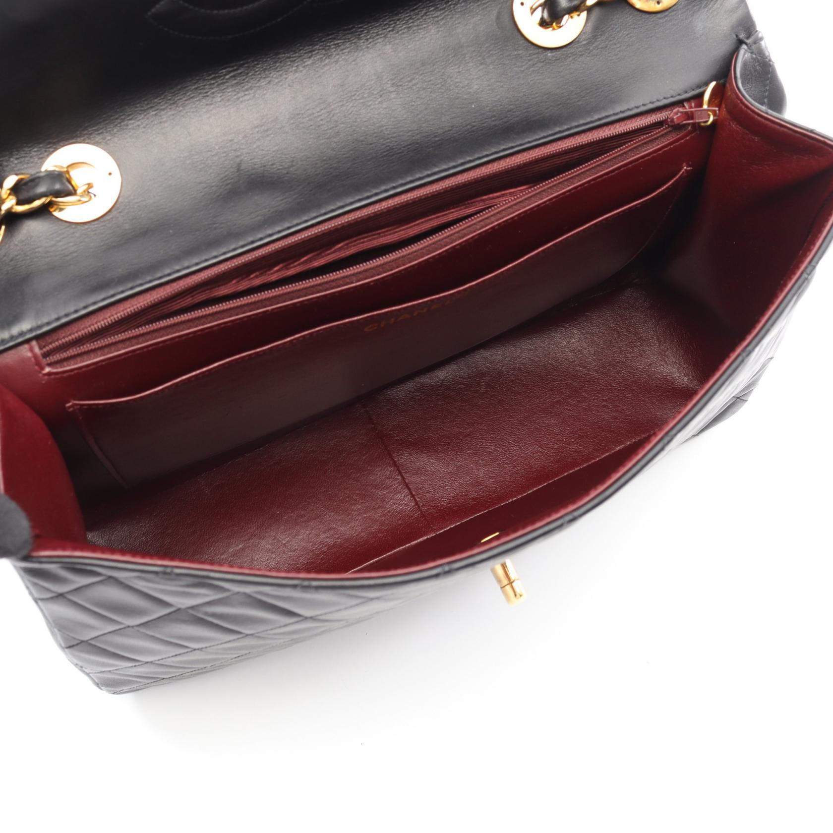 デカマトラッセ34 シングルフラップ Wチェーンショルダーバッグ ラムスキン ブラック ゴールド金具 シャネル バッグ CHANEL