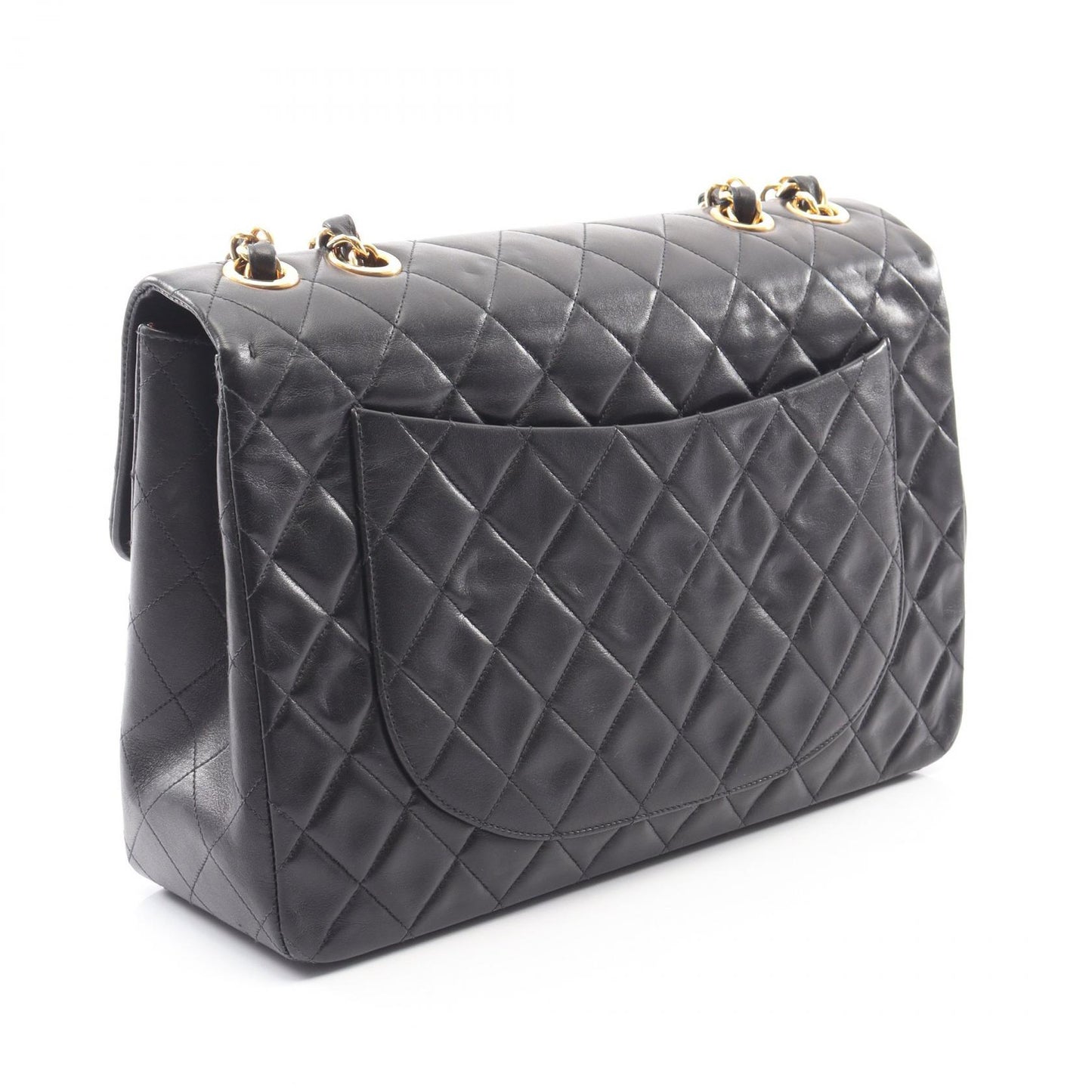 デカマトラッセ34 シングルフラップ Wチェーンショルダーバッグ ラムスキン ブラック ゴールド金具 シャネル バッグ CHANEL