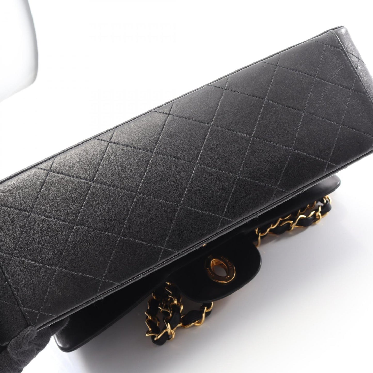 デカマトラッセ34 シングルフラップ Wチェーンショルダーバッグ ラムスキン ブラック ゴールド金具 シャネル バッグ CHANEL