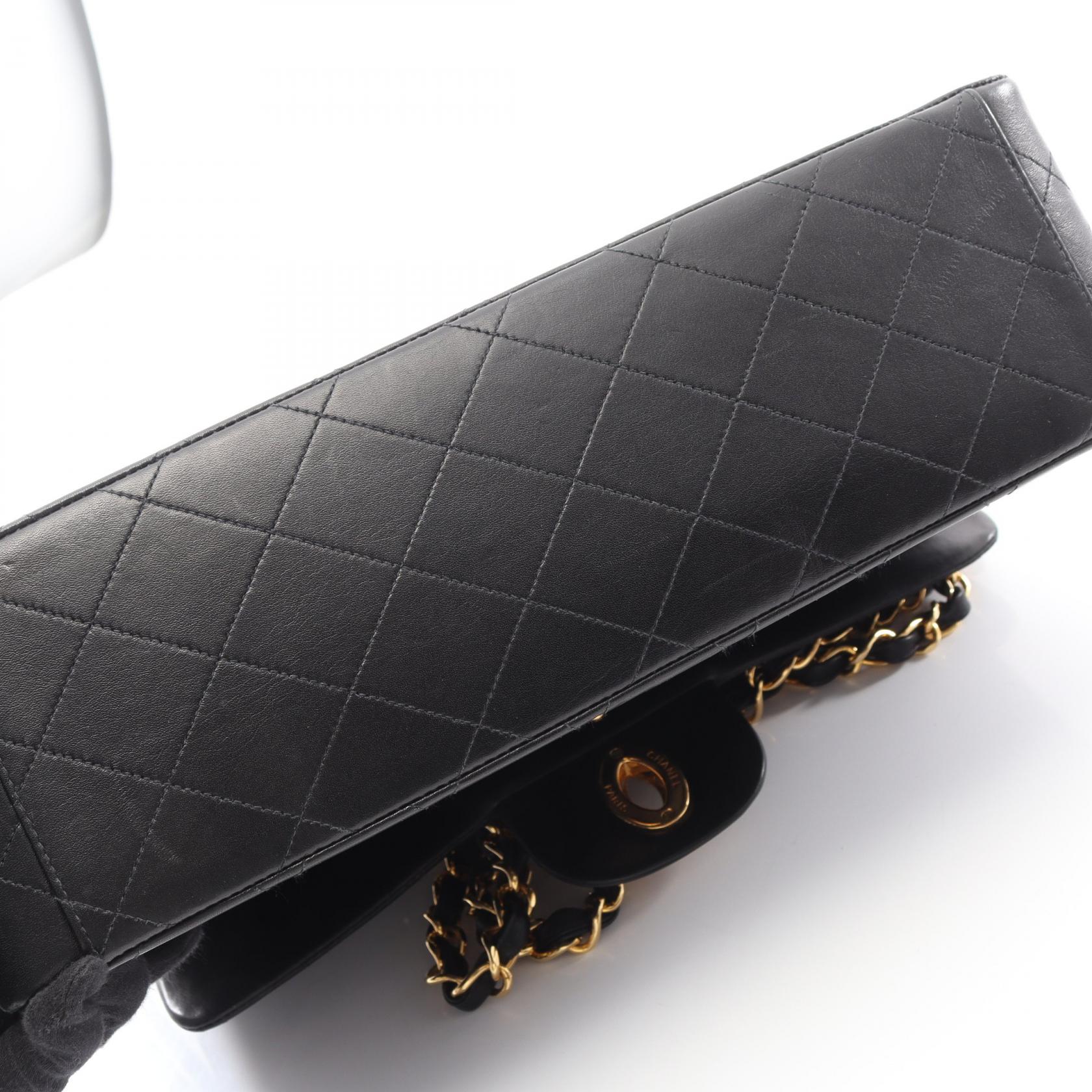 デカマトラッセ34 シングルフラップ Wチェーンショルダーバッグ ラムスキン ブラック ゴールド金具 シャネル バッグ CHANEL