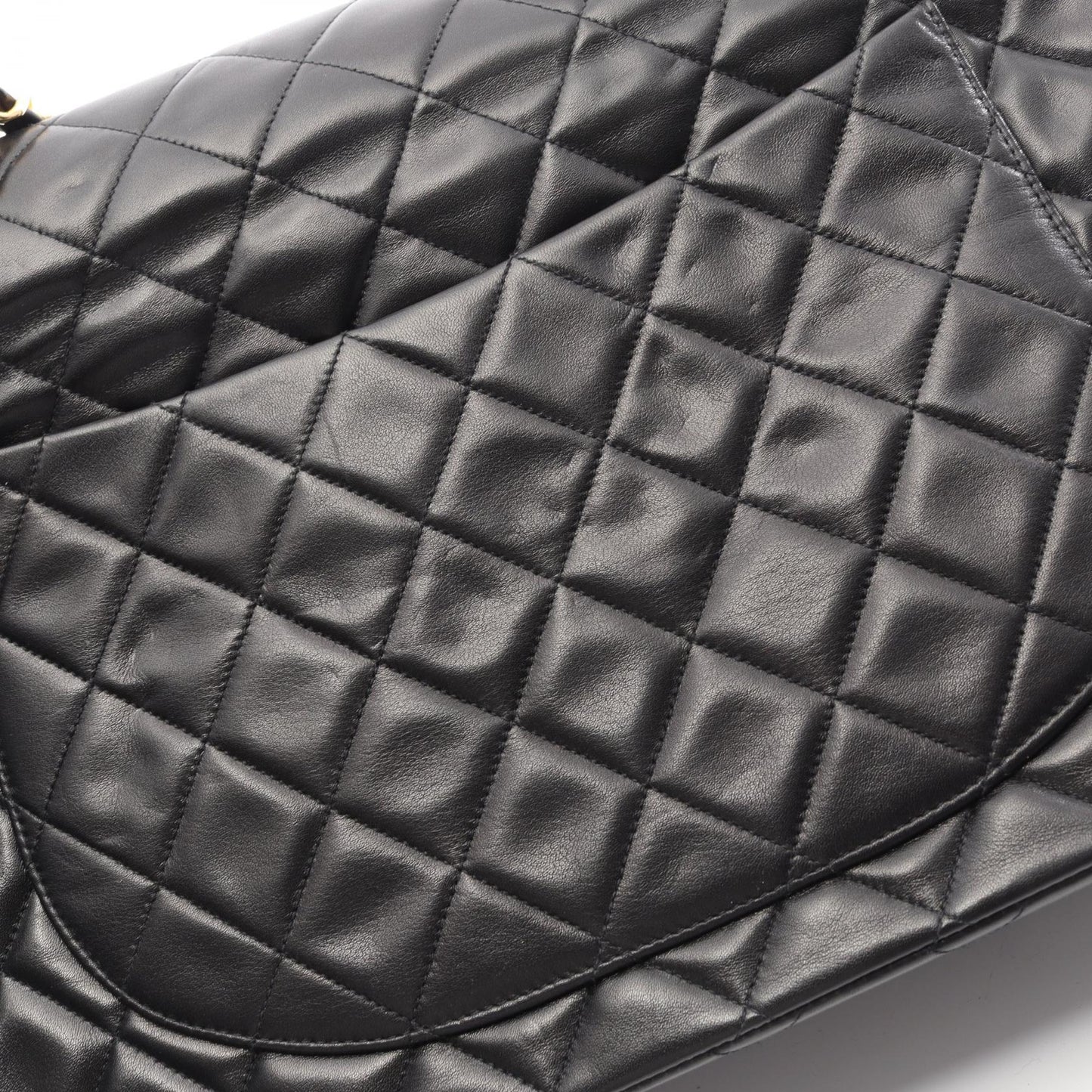 デカマトラッセ34 シングルフラップ Wチェーンショルダーバッグ ラムスキン ブラック ゴールド金具 シャネル バッグ CHANEL
