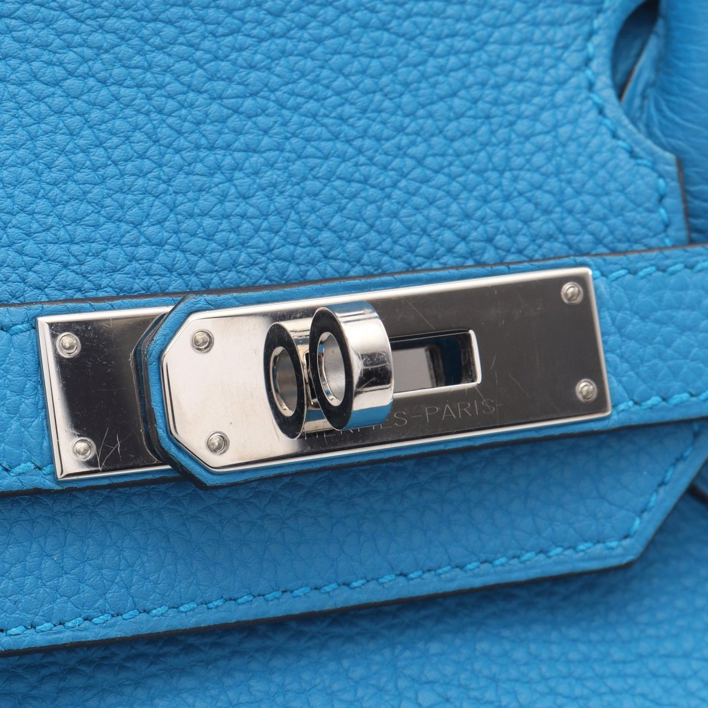 バーキン30 ヴェルソ ブルーザンジバル マラカイト ハンドバッグ トゴ ブルー シルバー金具 A刻印 エルメス バッグ HERMES