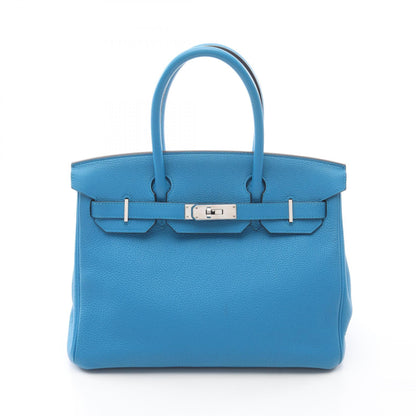 バーキン30 ヴェルソ ブルーザンジバル マラカイト ハンドバッグ トゴ ブルー シルバー金具 A刻印 エルメス バッグ HERMES