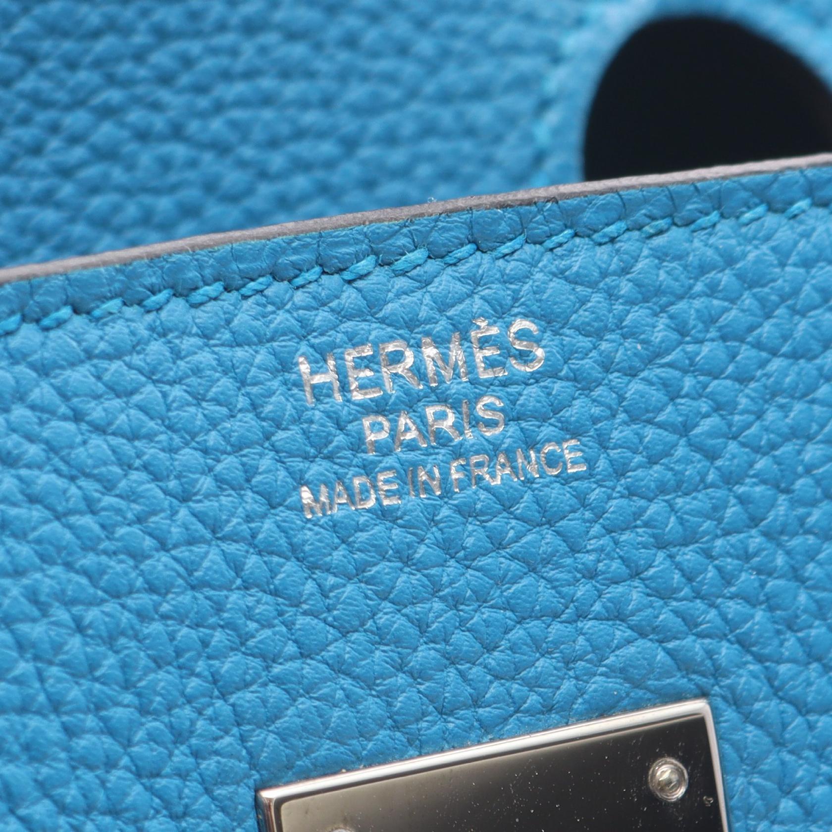 バーキン30 ヴェルソ ブルーザンジバル マラカイト ハンドバッグ トゴ ブルー シルバー金具 A刻印 エルメス バッグ HERMES