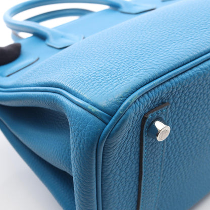 バーキン30 ヴェルソ ブルーザンジバル マラカイト ハンドバッグ トゴ ブルー シルバー金具 A刻印 エルメス バッグ HERMES