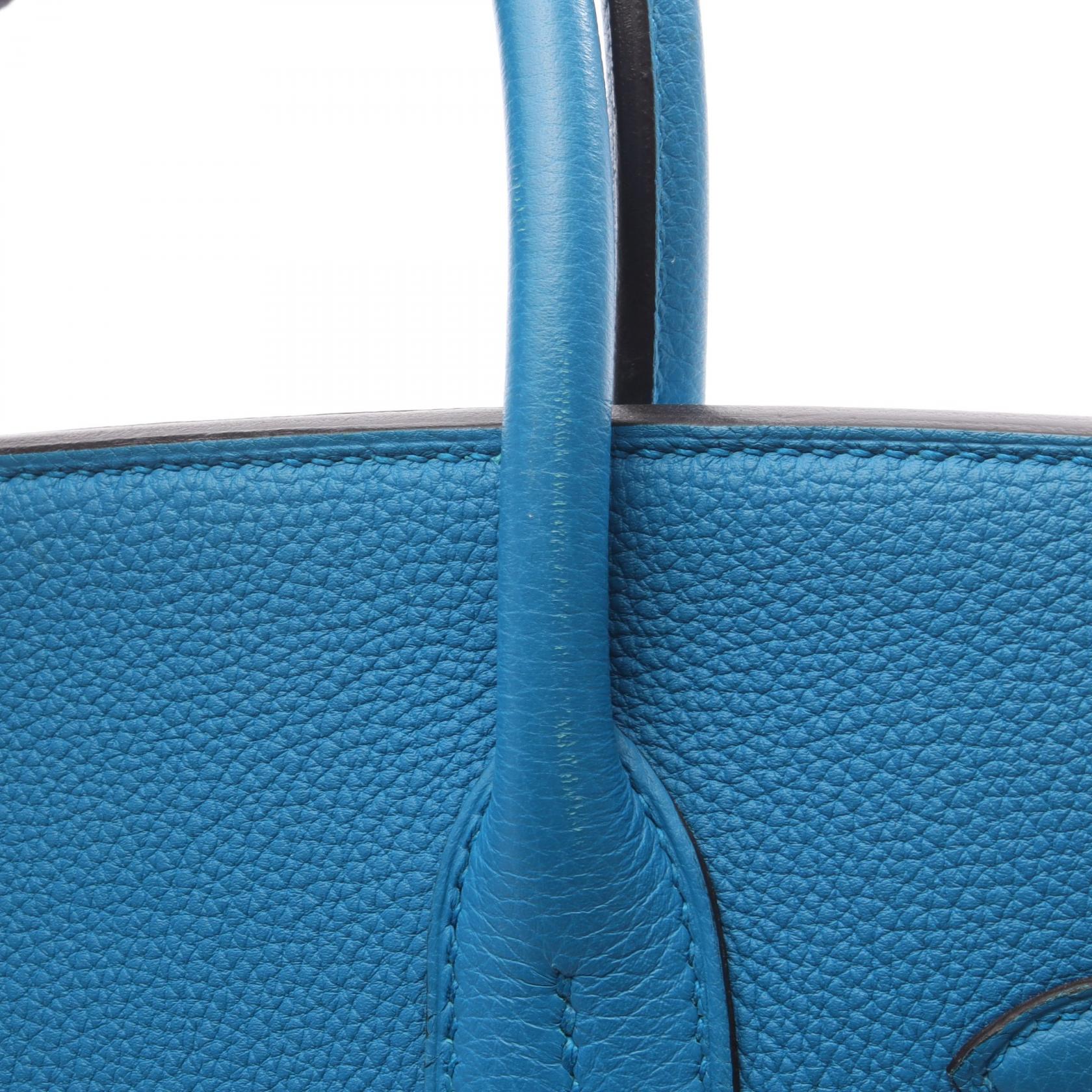 バーキン30 ヴェルソ ブルーザンジバル マラカイト ハンドバッグ トゴ ブルー シルバー金具 A刻印 エルメス バッグ HERMES