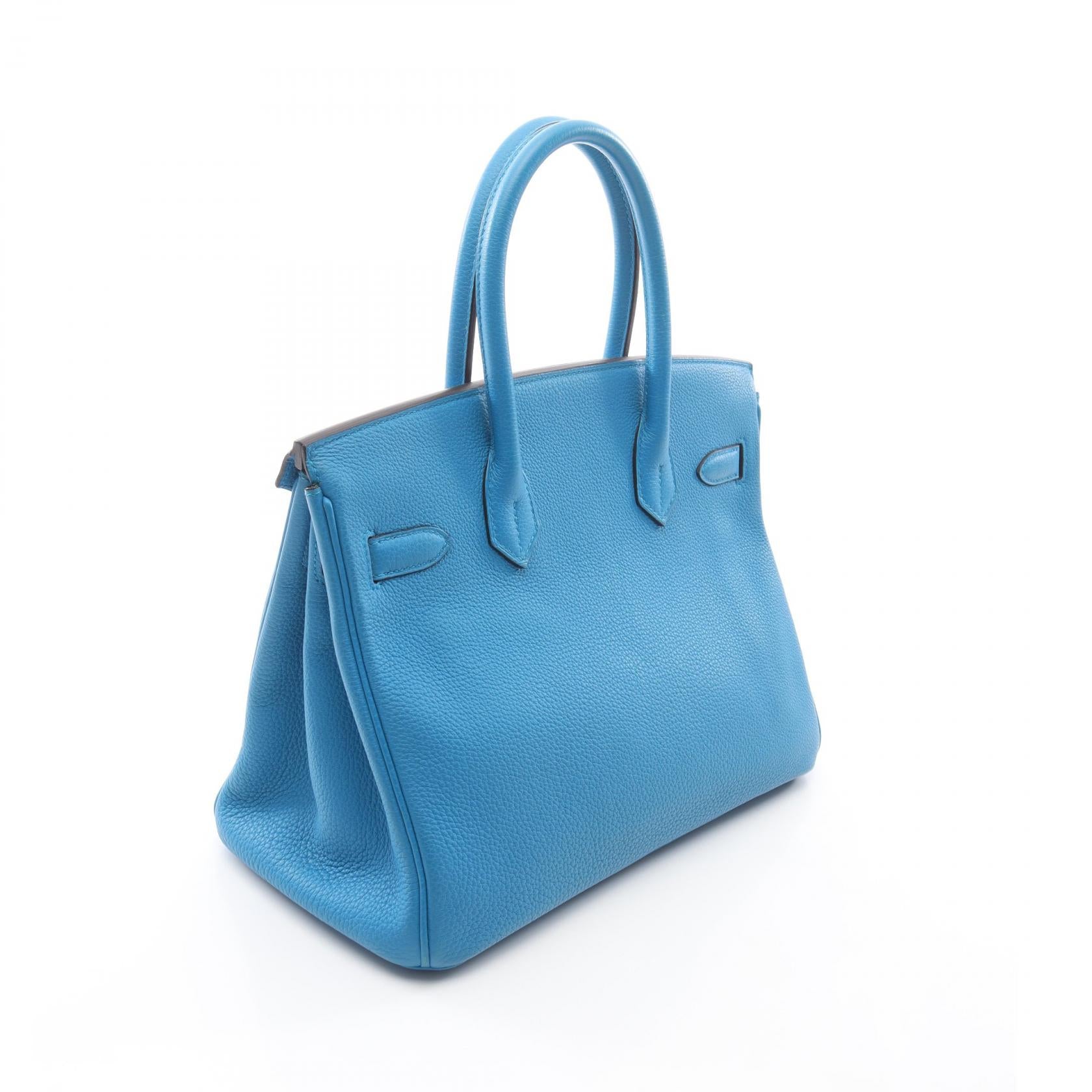 バーキン30 ヴェルソ ブルーザンジバル マラカイト ハンドバッグ トゴ ブルー シルバー金具 A刻印 エルメス バッグ HERMES