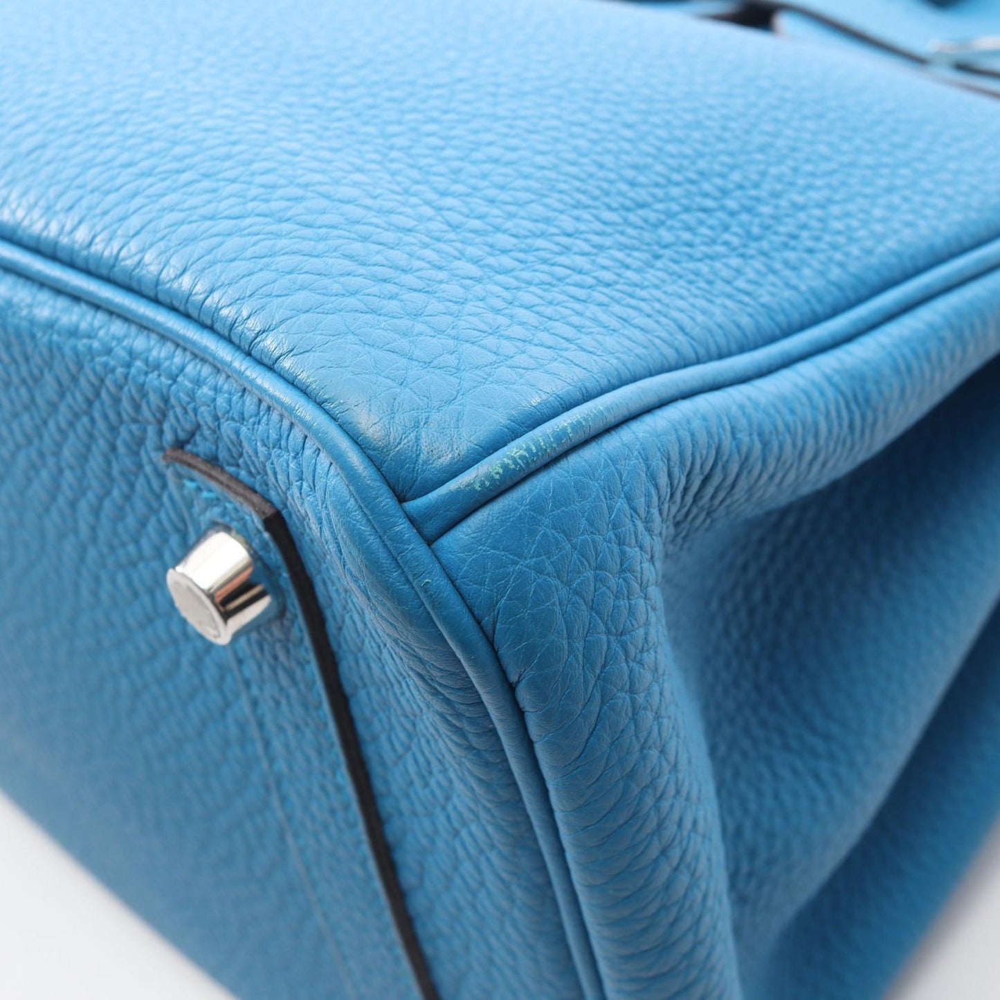 バーキン30 ヴェルソ ブルーザンジバル マラカイト ハンドバッグ トゴ ブルー シルバー金具 A刻印 エルメス バッグ HERMES