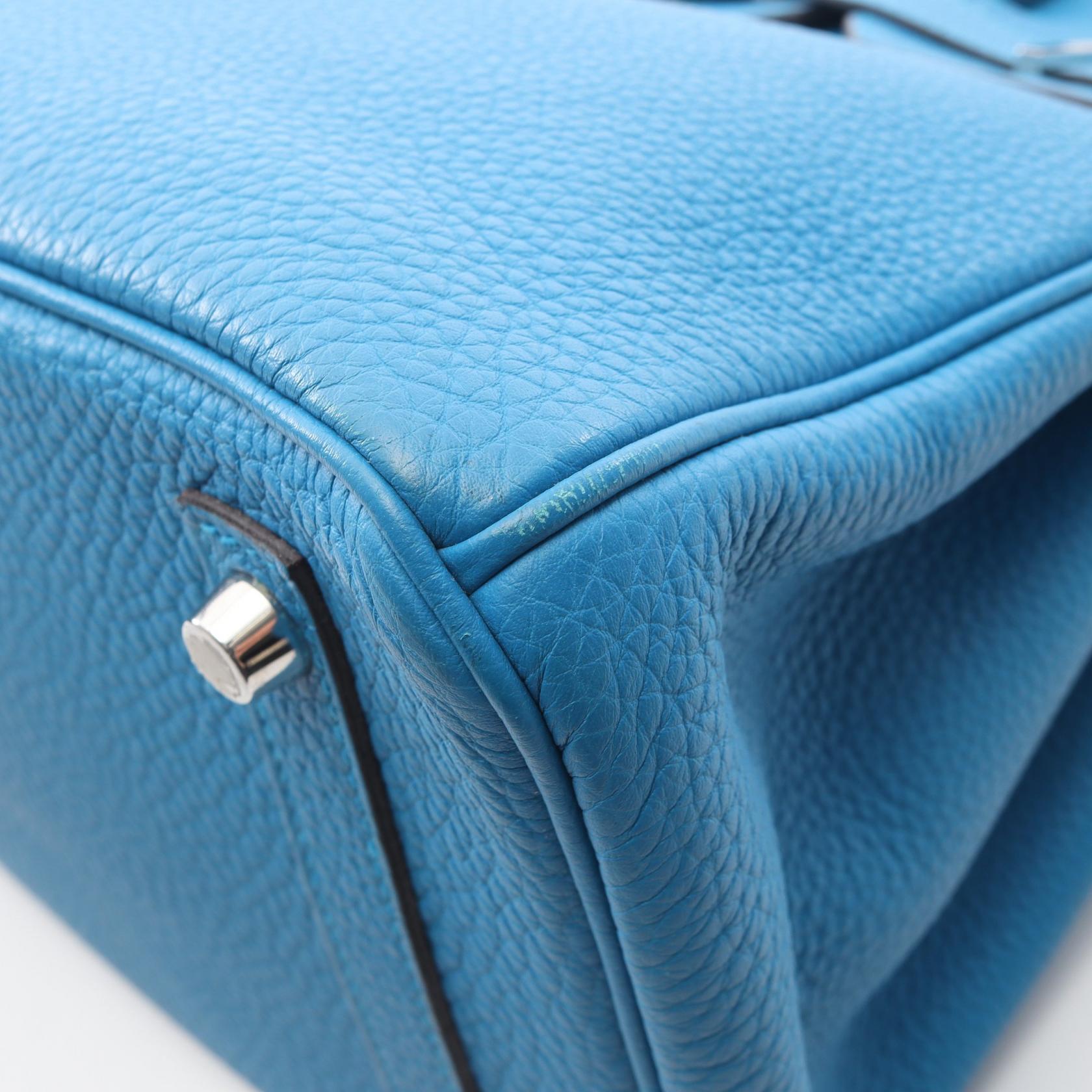 バーキン30 ヴェルソ ブルーザンジバル マラカイト ハンドバッグ トゴ ブルー シルバー金具 A刻印 エルメス バッグ HERMES