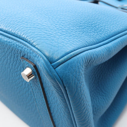 バーキン30 ヴェルソ ブルーザンジバル マラカイト ハンドバッグ トゴ ブルー シルバー金具 A刻印 エルメス バッグ HERMES