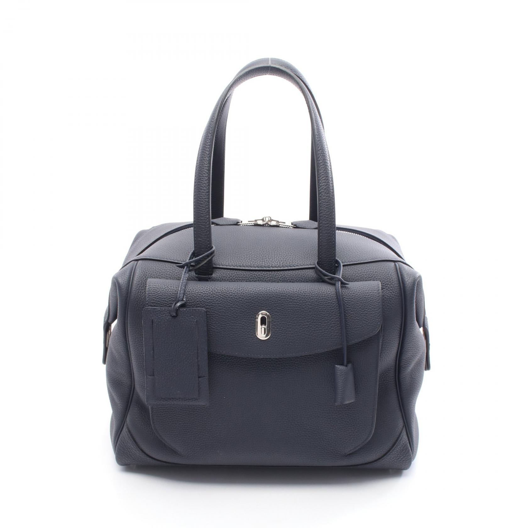 ワラゴキャビン35 ブルーニュイ ハンドバッグ トゴ ネイビー シルバー金具 C刻印 エルメス バッグ HERMES