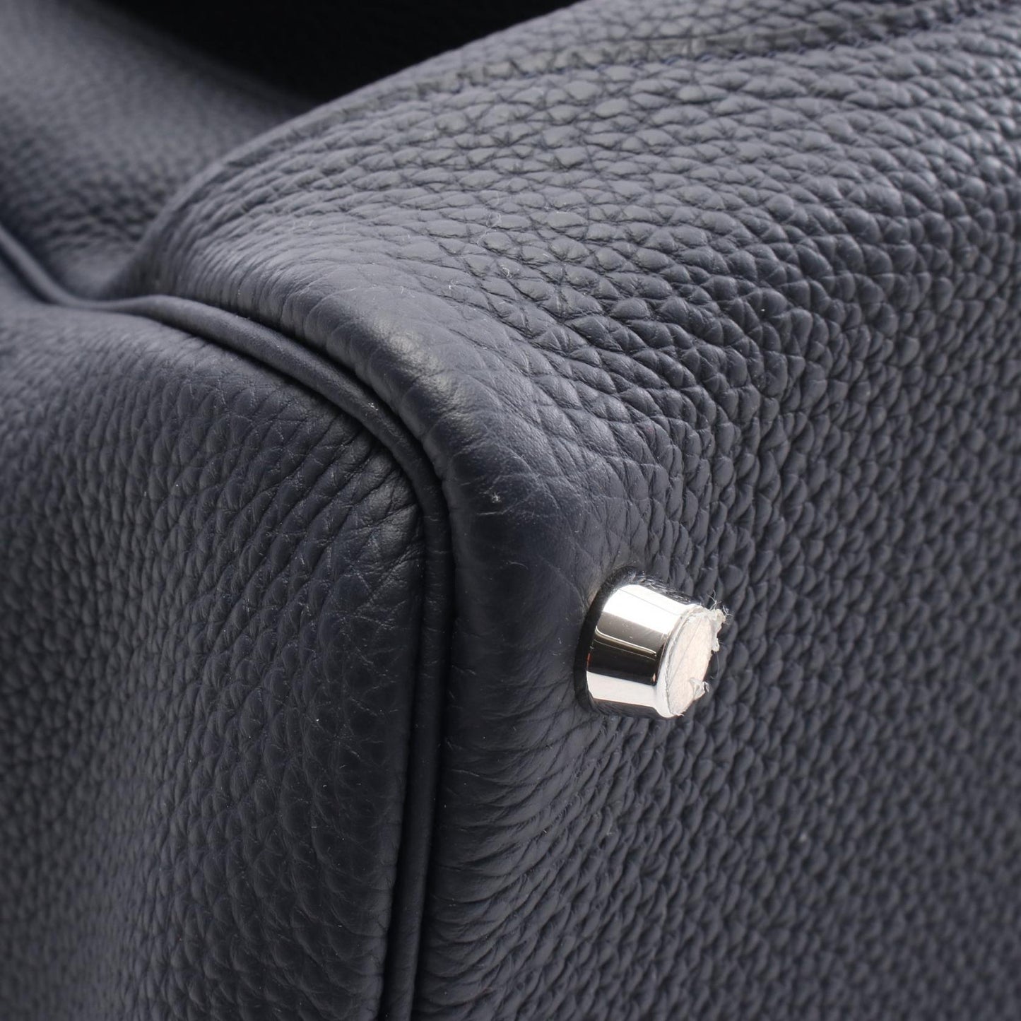 ワラゴキャビン35 ブルーニュイ ハンドバッグ トゴ ネイビー シルバー金具 C刻印 エルメス バッグ HERMES