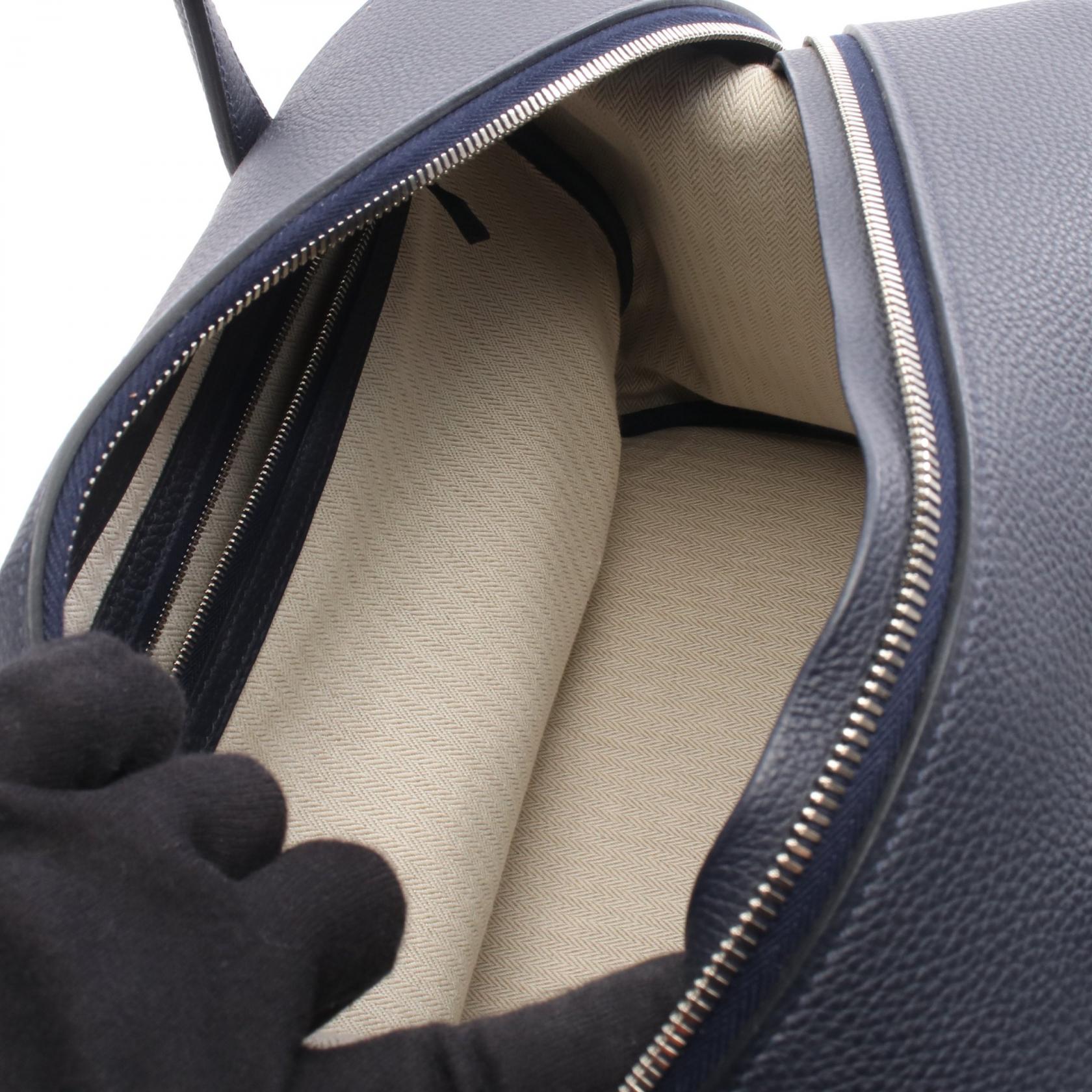 ワラゴキャビン35 ブルーニュイ ハンドバッグ トゴ ネイビー シルバー金具 C刻印 エルメス バッグ HERMES