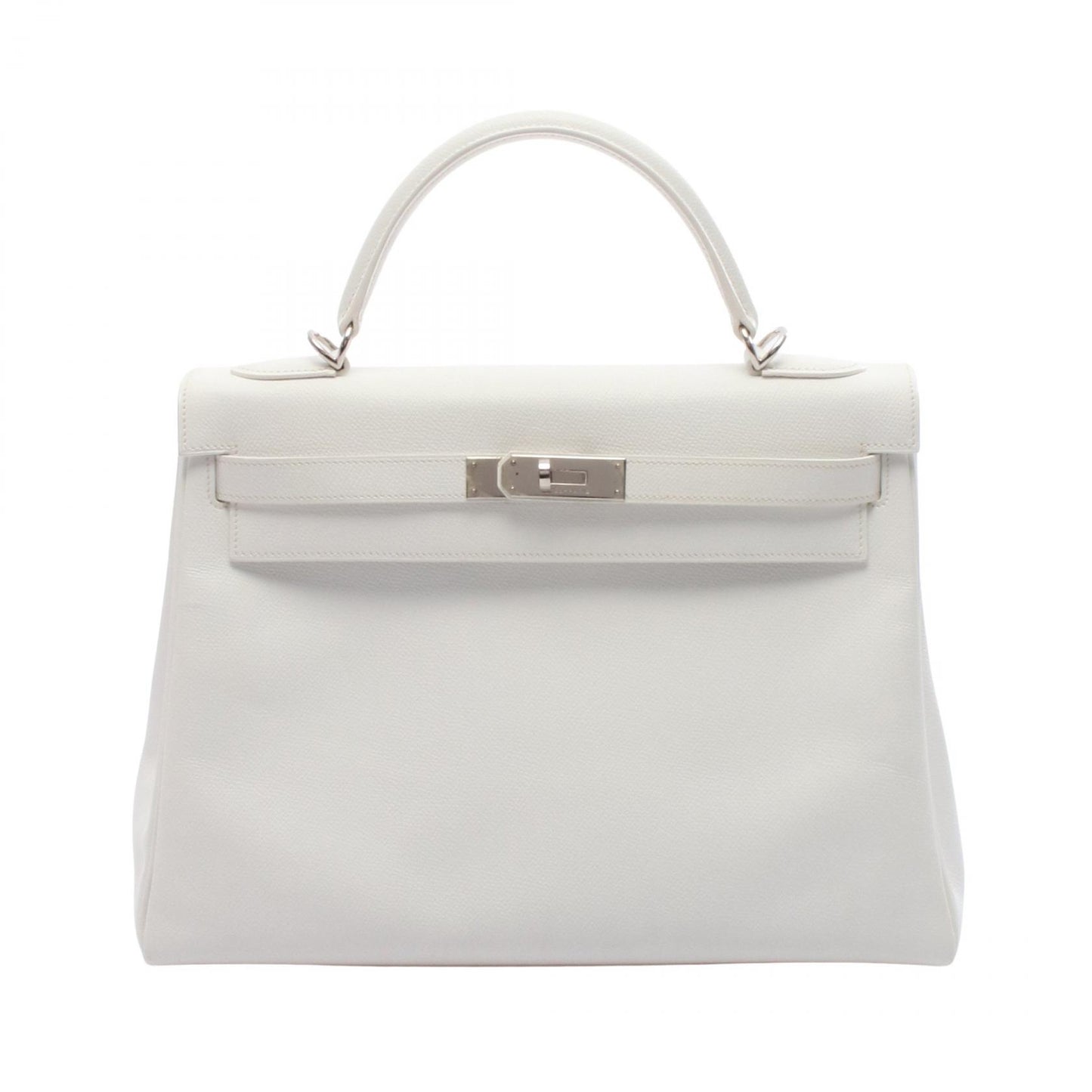 ケリー32 ハンドバッグ ヴォーエプソン ホワイト シルバー金具 内縫い 2WAY □H刻印 エルメス バッグ HERMES