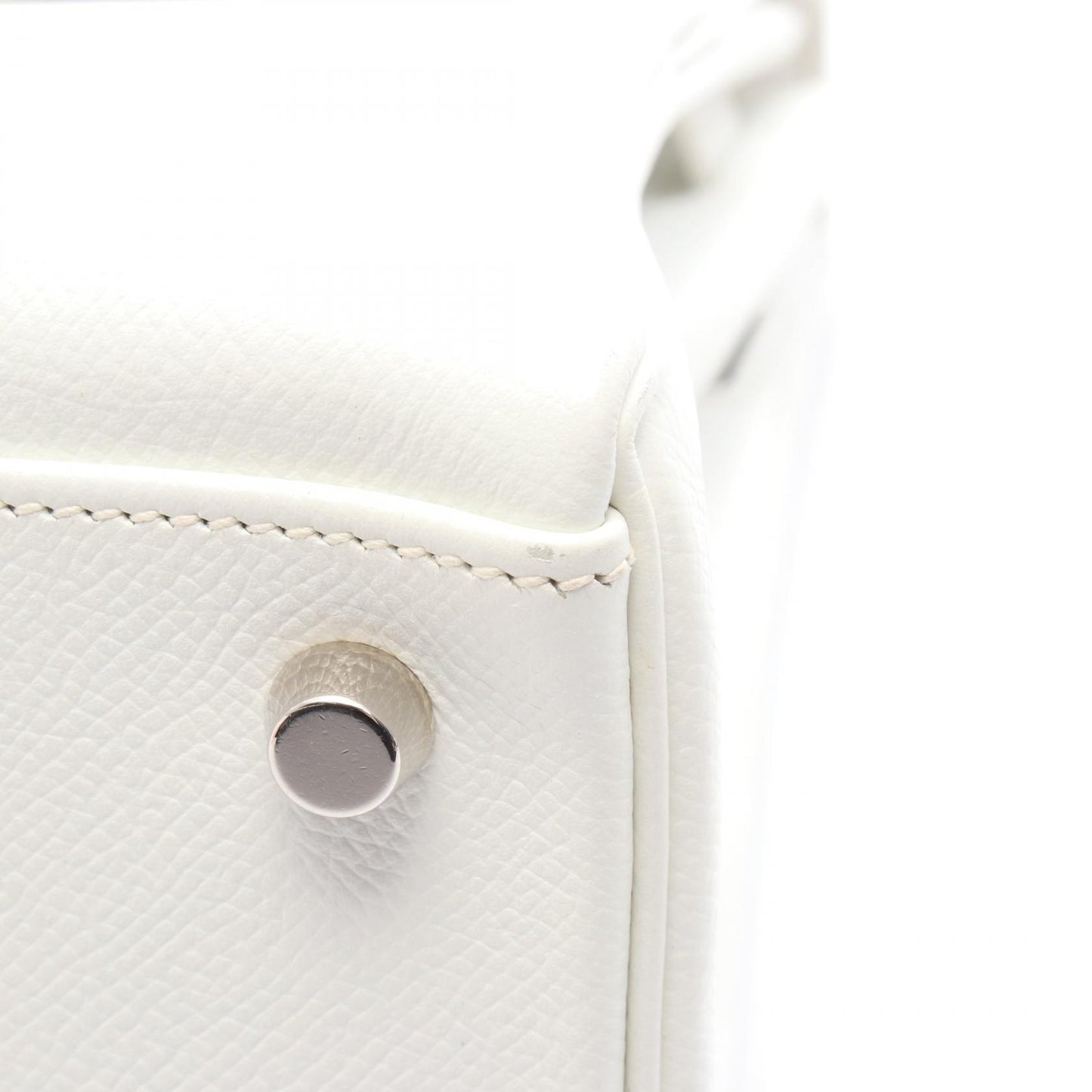 ケリー32 ハンドバッグ ヴォーエプソン ホワイト シルバー金具 内縫い 2WAY □H刻印 エルメス バッグ HERMES
