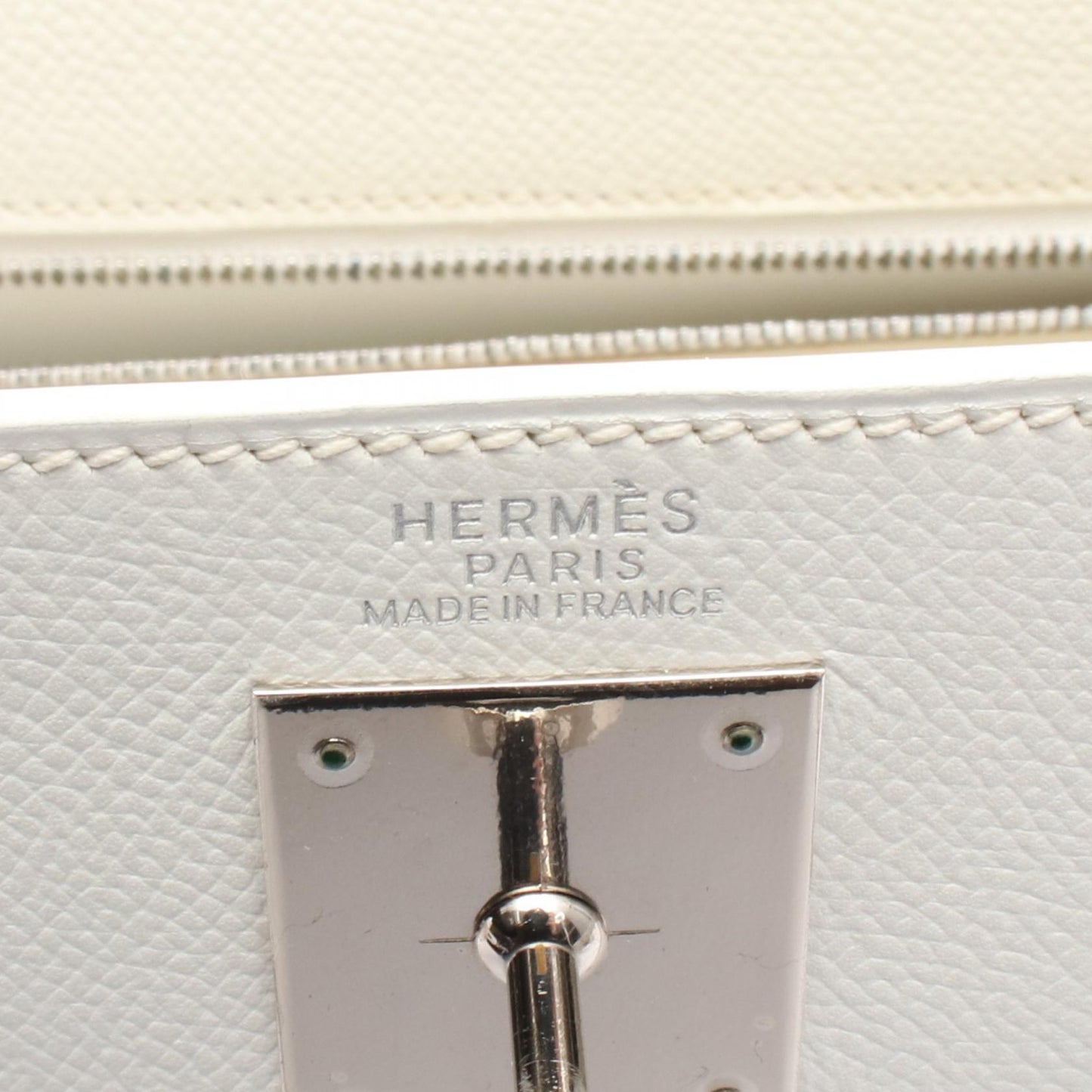 ケリー32 ハンドバッグ ヴォーエプソン ホワイト シルバー金具 内縫い 2WAY □H刻印 エルメス バッグ HERMES