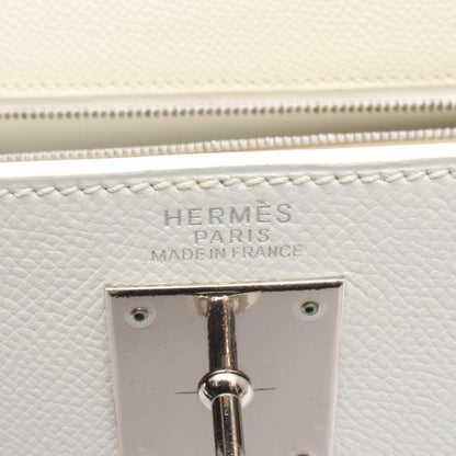 ケリー32 ハンドバッグ ヴォーエプソン ホワイト シルバー金具 内縫い 2WAY □H刻印 エルメス バッグ HERMES