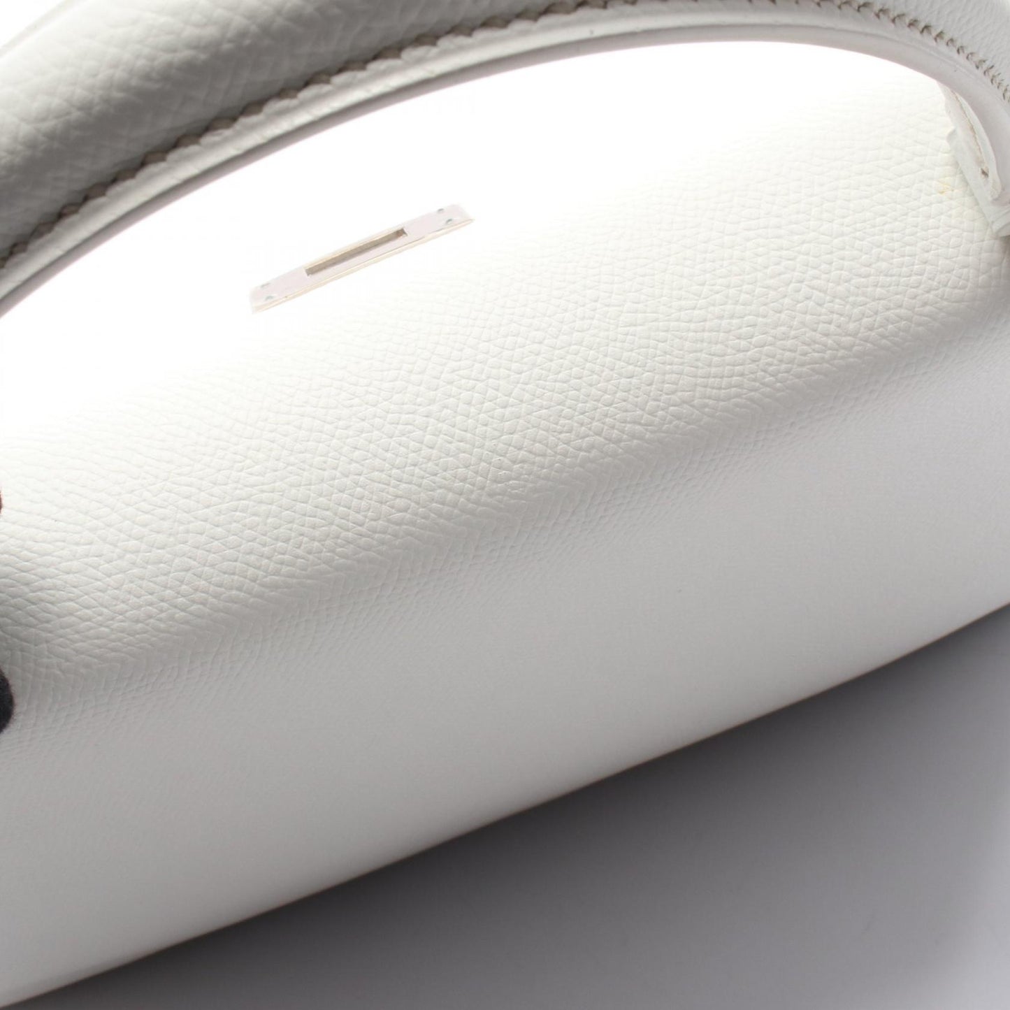 ケリー32 ハンドバッグ ヴォーエプソン ホワイト シルバー金具 内縫い 2WAY □H刻印 エルメス バッグ HERMES