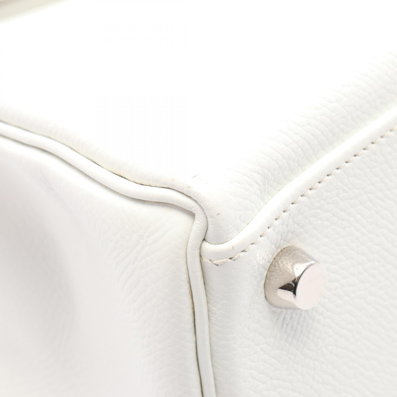 ケリー32 ハンドバッグ ヴォーエプソン ホワイト シルバー金具 内縫い 2WAY □H刻印 エルメス バッグ HERMES