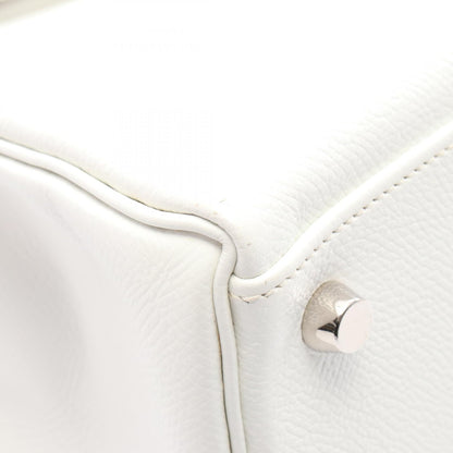 ケリー32 ハンドバッグ ヴォーエプソン ホワイト シルバー金具 内縫い 2WAY □H刻印 エルメス バッグ HERMES
