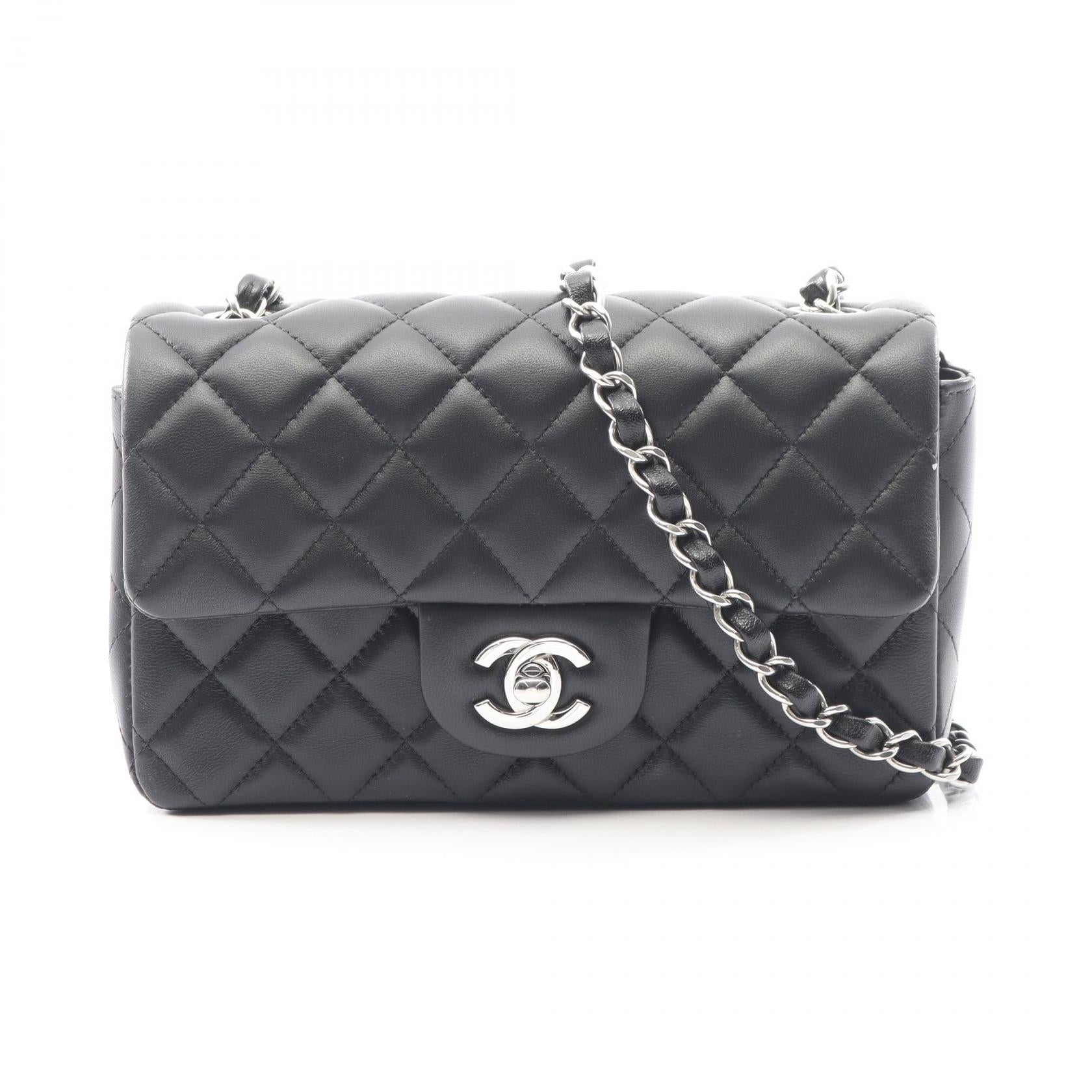 ミニマトラッセ20 チェーンショルダーバッグ ラムスキン ブラック シルバー金具 シャネル バッグ CHANEL