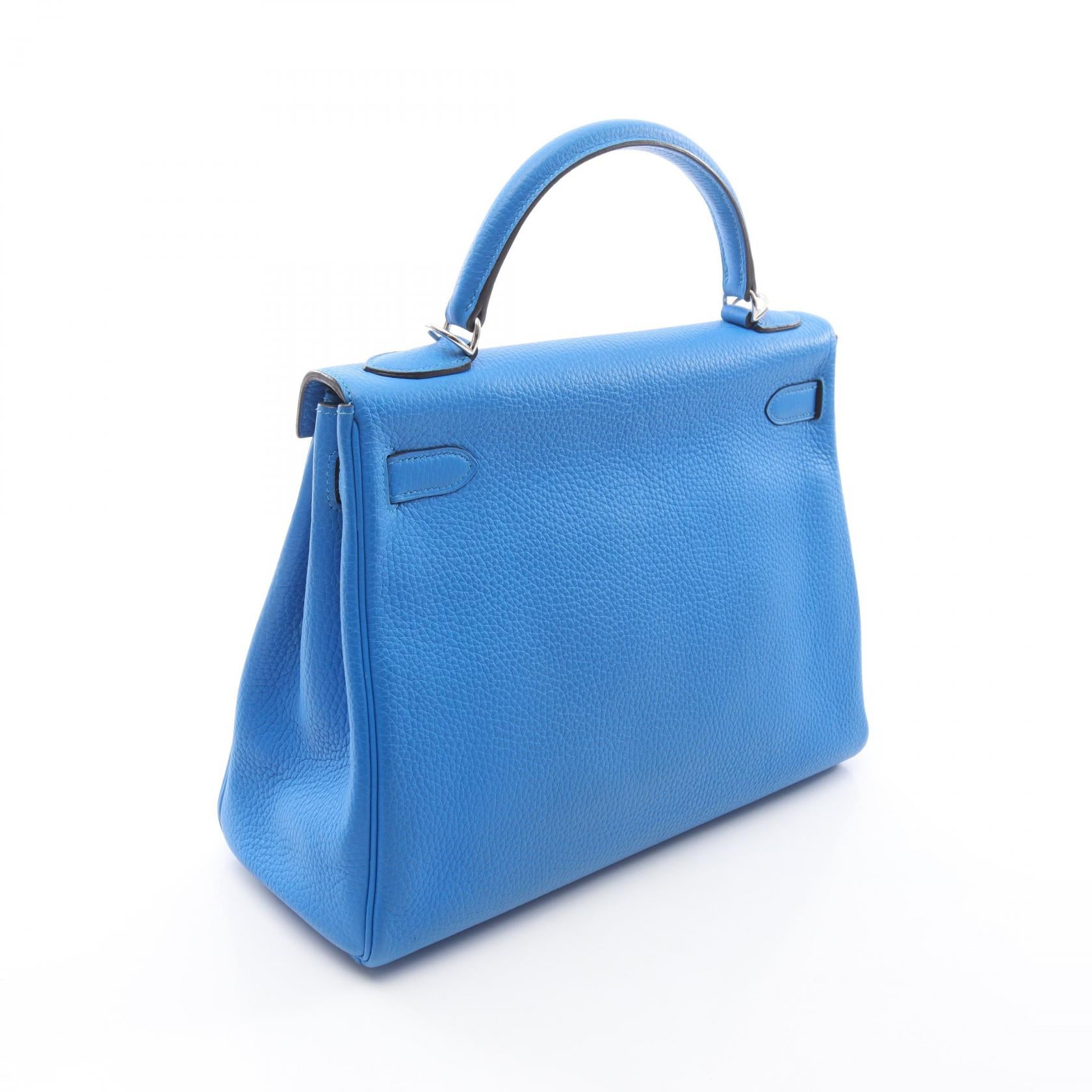 ケリー32 ブルーイドラ ハンドバッグ トリヨンクレマンス ブルー シルバー金具 □P刻印 エルメス バッグ HERMES