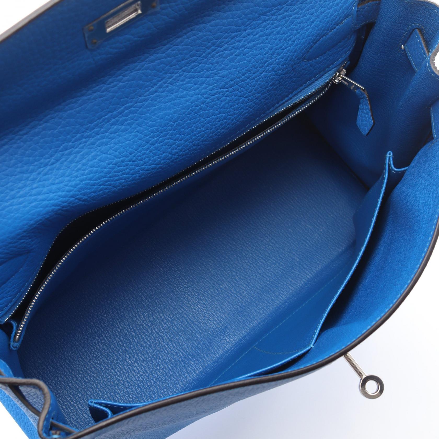 ケリー32 ブルーイドラ ハンドバッグ トリヨンクレマンス ブルー シルバー金具 □P刻印 エルメス バッグ HERMES