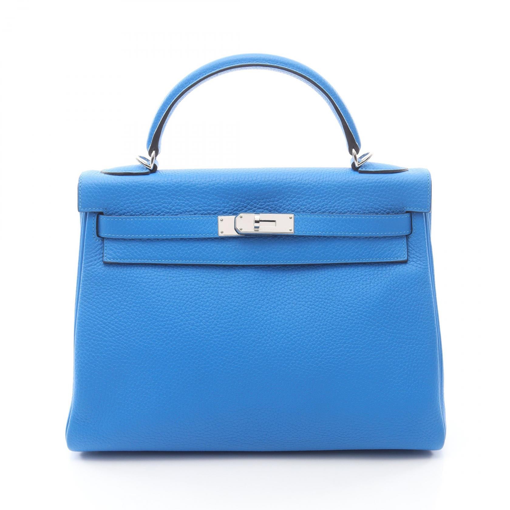 ケリー32 ブルーイドラ ハンドバッグ トリヨンクレマンス ブルー シルバー金具 □P刻印 エルメス バッグ HERMES