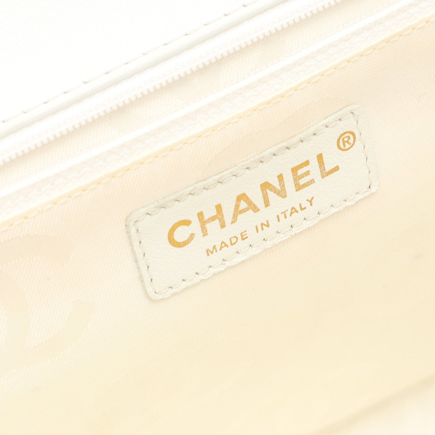 ワイルドステッチ ハンドバッグ キャンバス レザー ベージュ ホワイト ゴールド金具 シャネル バッグ CHANEL