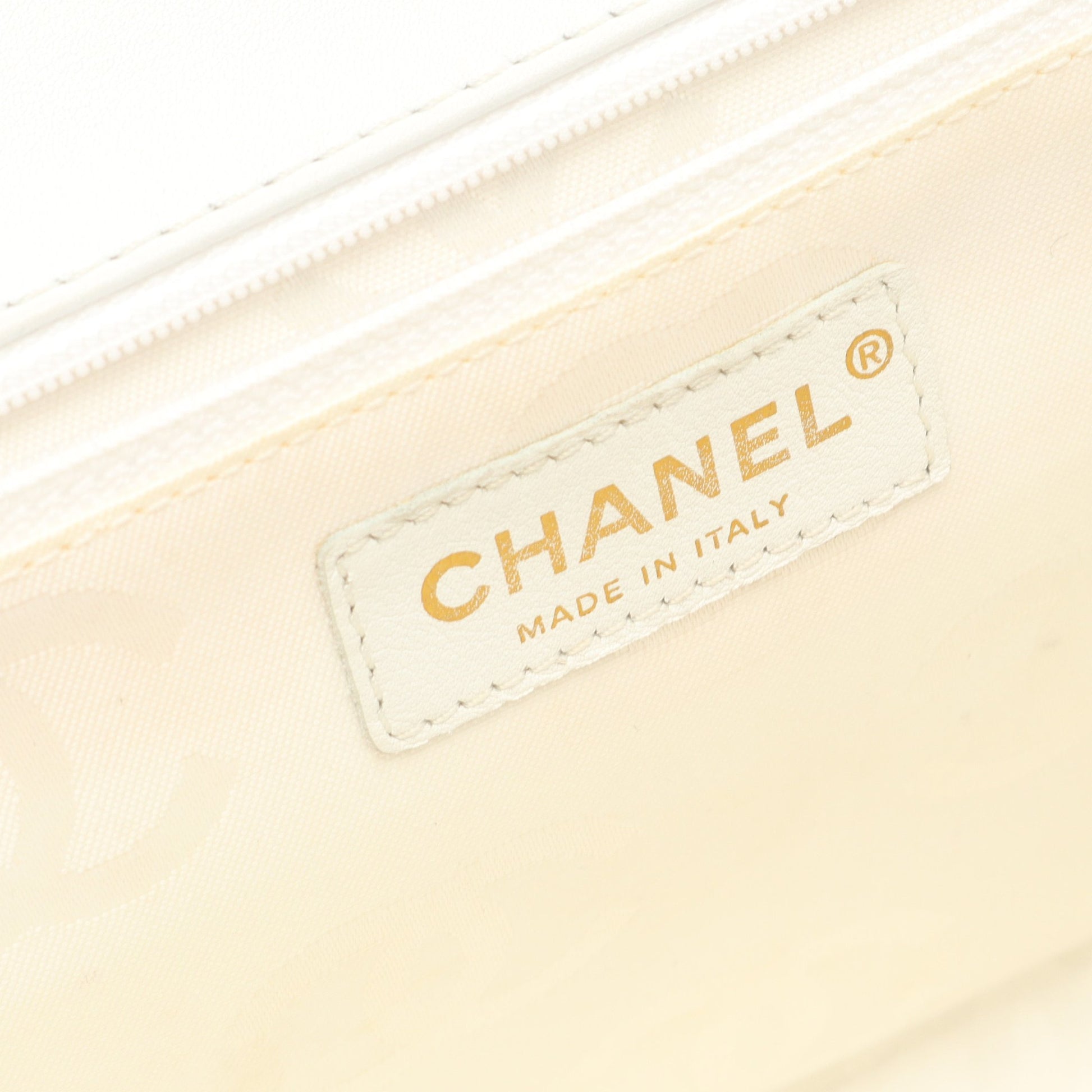 ワイルドステッチ ハンドバッグ キャンバス レザー ベージュ ホワイト ゴールド金具 シャネル バッグ CHANEL