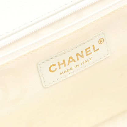 ワイルドステッチ ハンドバッグ キャンバス レザー ベージュ ホワイト ゴールド金具 シャネル バッグ CHANEL