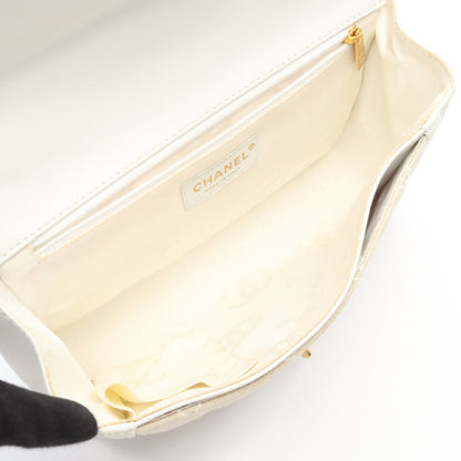 ワイルドステッチ ハンドバッグ キャンバス レザー ベージュ ホワイト ゴールド金具 シャネル バッグ CHANEL